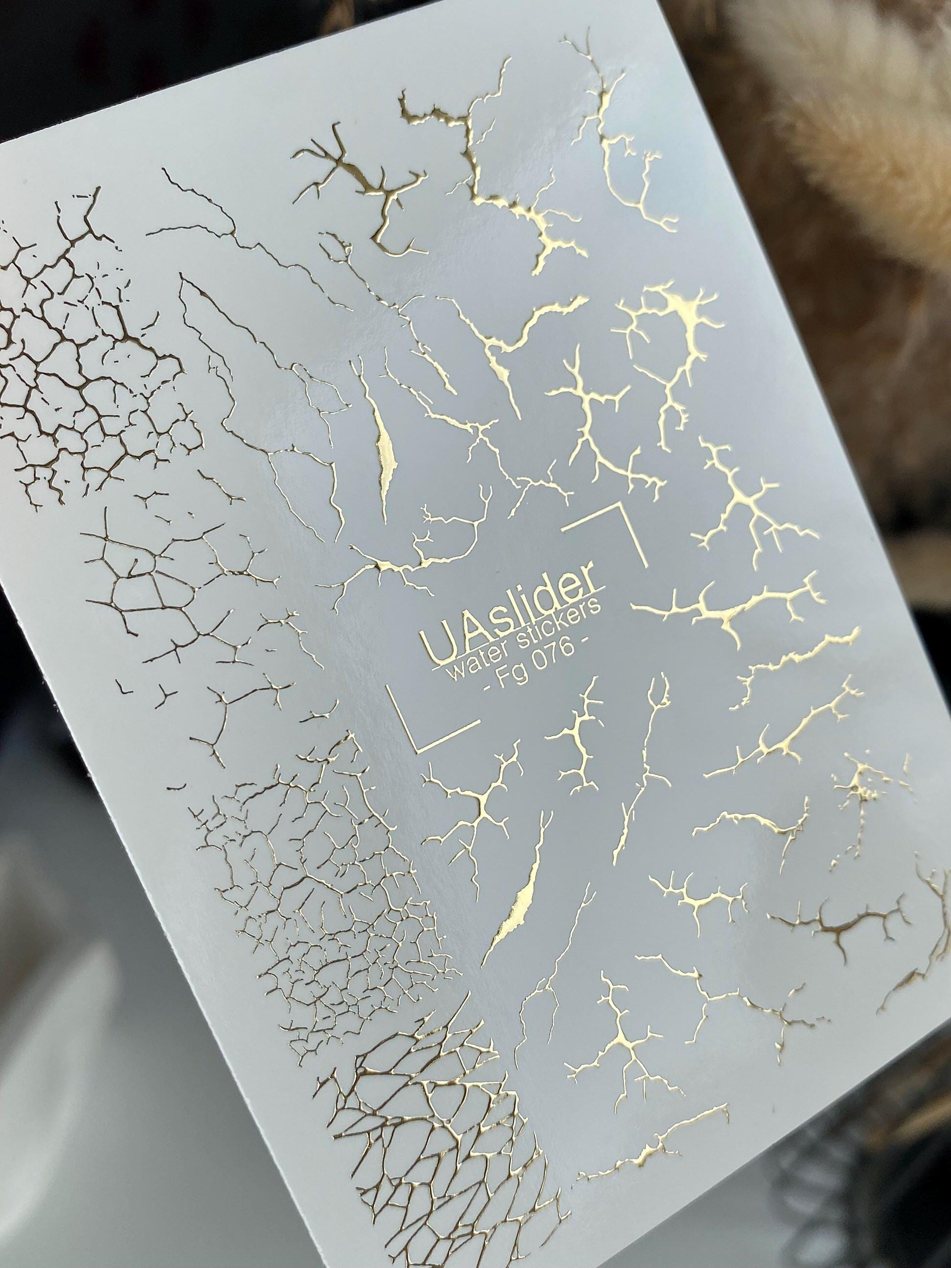 Nail Decal Gold FOIL/ Crackle Lightning/ Vein Pattern/ Abstract/ Nail Art/ Nail Water Decals