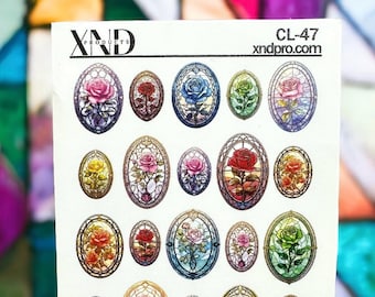 Nail Decal 2D/ Stained Glass/ Roses / Spring Nails/ Flowers/ Floral Nails / Waterslide decals / Nail Art / Water Nail Decals