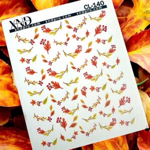 Nail Decal 2D Fall /Autumn Leaves & Berries /Autumn Nails/ Water Decals/ Water Stickers/ Nail Art/ Nail Salon/ Cute Nails/ Fall Nails