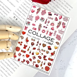 Nail Decal 2D / Valentine&#39;s Day / Romantic Nails/ Love/ Romance/ Cute Nails/ Nail Waterslide Decals / Nail Stickers / Water Decals/ Nail Art