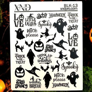 Nail Water Decal Halloween Phrases/ Silhouettes/ Ghost/ Bats/ Cats / Halloween Nails/ / Nail Waterslide / Nail Art/ Nail Sticker