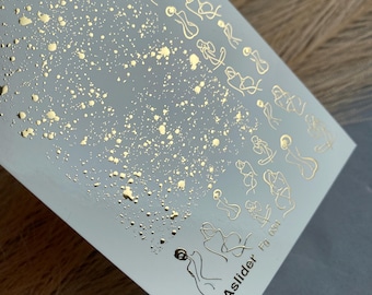 Nail Decal Gold FOIL/ Abstract Female /Line Art/ Splatter Effect/ Nail Stickers/ Minimalist/ Artistic Design/ Nail Art/ Nail Water Decals