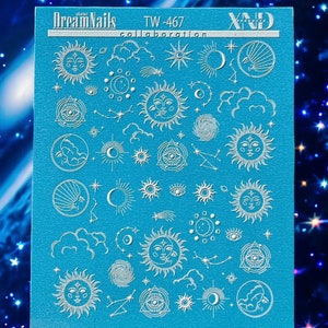 Nail Decal 2D /Sun/ Moon/ Stars/Planets Nail art/ Waterslide / Decals / Waterslide Decals/ Nail Stickers/ nail salon