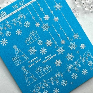 Nail Decal 2D Christmas/Snowflakes/ Winter Nails/ Christmas lights/ Waterslide/Decals / Nail waterslide decals/ Nail art/ nail salon
