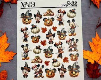 Calcomanías para uñas 2D / Inspiradas en Mickey / Uñas de Minnie para otoño / Uñas de otoño / Día de Acción de Gracias / Calcomanías para uñas / Arte de uñas / Calcomanías de agua para uñas