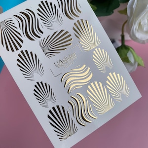 Gold Foil Nail Water Decals /Gold Wave /Abstract Designs/ Modern/ Luxury/ Nail Art/ Water Stickers, Nail Decals