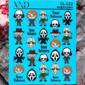 Nail Decal 2D / Jigsaw Billy The Puppet, Chuky, Freddy, Scream, Jason, Halloween, Nail Waterslide Decals, Nail Art, Nail Stickers