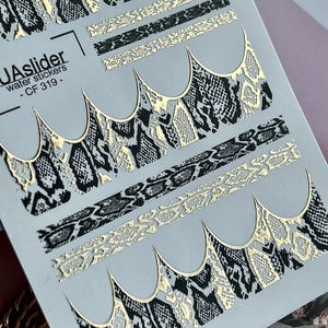 Nail Water Decal Gold FOIL/ Animal Print Y2K / Snake Skin / Water Nail Decals / Waterslide / Nail Waterslide Decals/ Nail Art/