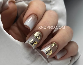Nail Water Decal Fall Gold Foil / Fall Leaves, autumn nail, Nail Waterslides, Nail Water Stickers, Nail Tattoo