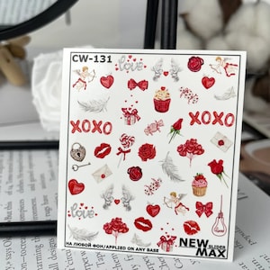Nail decals, valentine nails, nail water decals, Nail Decals/ Nail Art/ Nail Water Decals