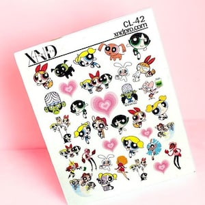 Nail Decal 2D Cute Nails/ Powerpuff Girl/ Inspired/ Cartoon/Girl Power/ Waterslide / Nail Waterslide/ Nail Art/ Decals/Nails/ Spring