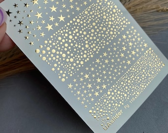 Nail Water Decal Gold FOIL/ Gold Star Wraps/ Sparkly Nails/ Stars design / Waterslide /Nail Waterslide Decals/Nail Art/