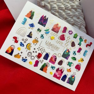 Nail Water Decal Gold FOIL/Art Painting/ Colorful Nails/ Water Nail Decals/Waterslide / Nail Waterslide Decals/ Nail Art/