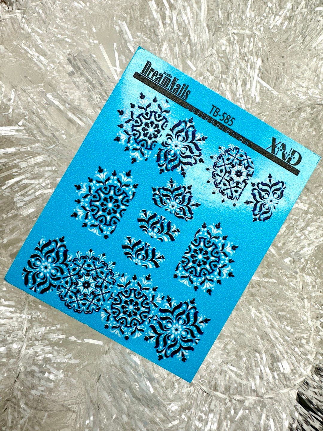 Nail Decal 2D/ Snowflakes/ Christmas Nails/ Blue & White/ Nail Etsy