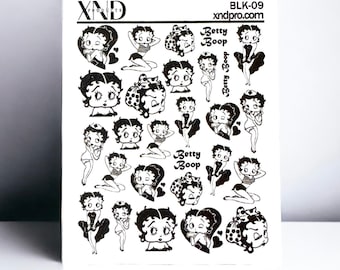 Nail Decal 2D Betty / Nail Decal / Boop Nail Decal / Nail Waterslide/ Nail Art/ Nail Sticker /Nails Art