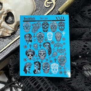 Nail Decal 2D / Day of the Dead/ Cultural Heritage/Catrina/ Nail Waterslide Decals / Nail Art / Stickers / Decals / Nail Salon