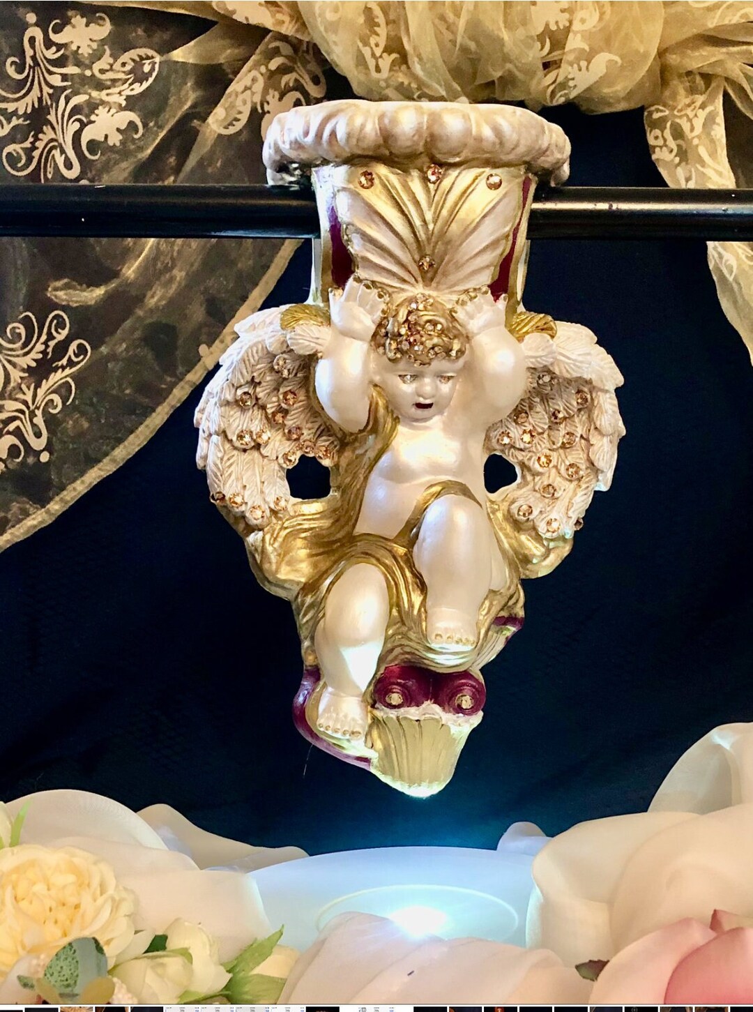 Antique Cherub Wall Scone,antique Cherub Decor,cherub Wall Scone, Angel