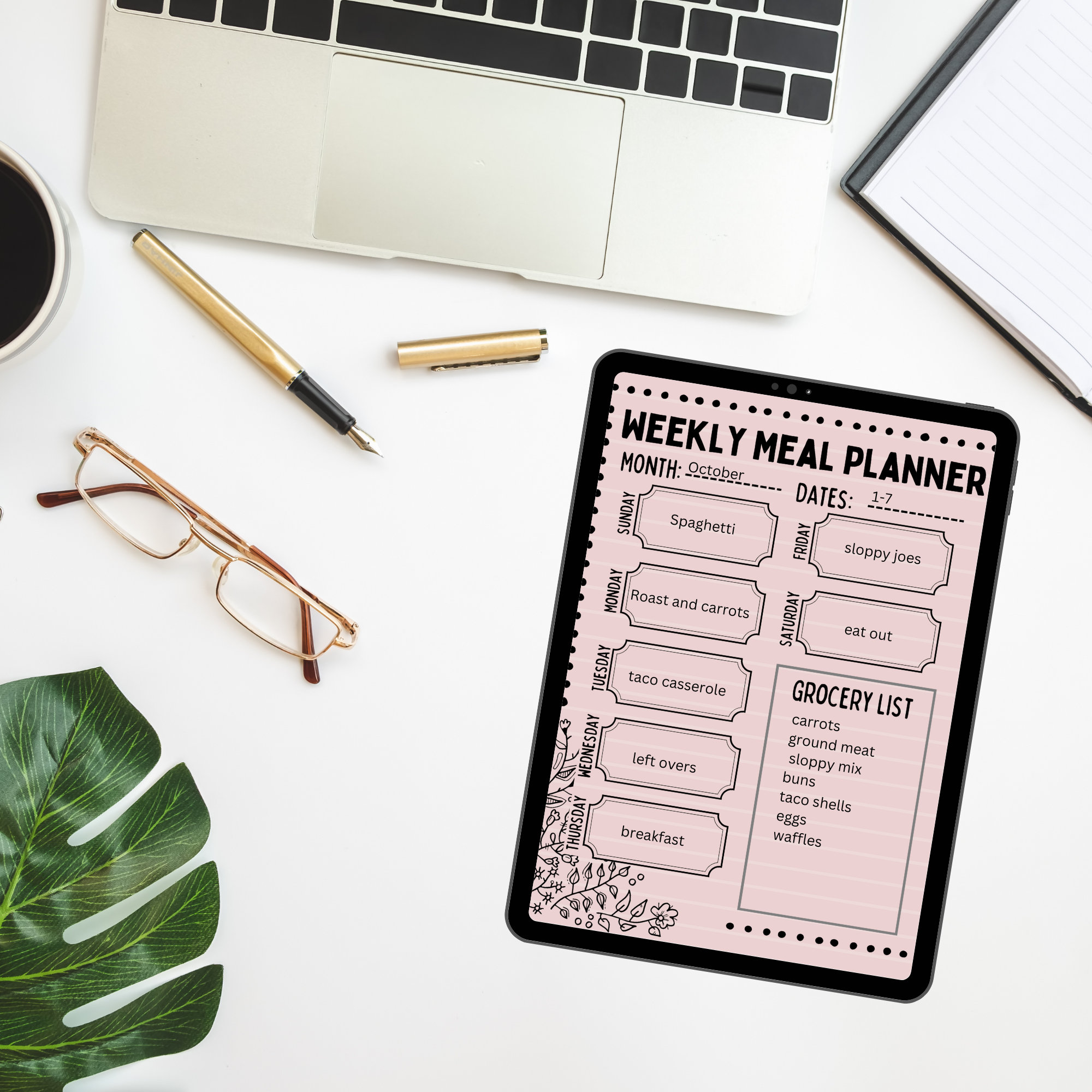 Weekly Meal Planner Printable, Digital and Fillable - Etsy