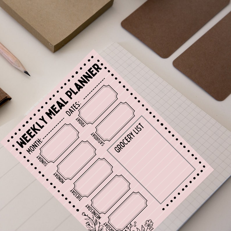 Weekly Meal Planner Printable, Digital and Fillable - Etsy
