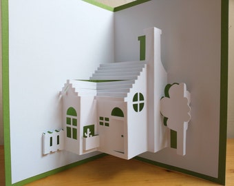 DIY Pop-up Housewarming Card Template | SVG & PDF digital download | 3D paper cutting