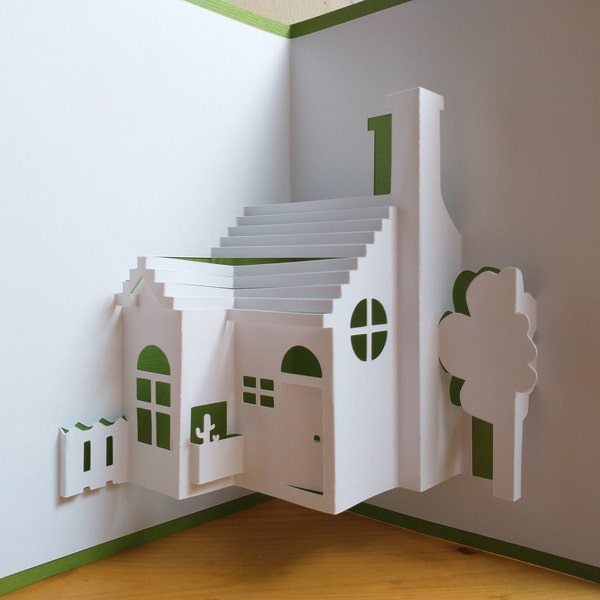 DIY Pop-up Housewarming Card Template | SVG & PDF digital download | 3D paper cutting