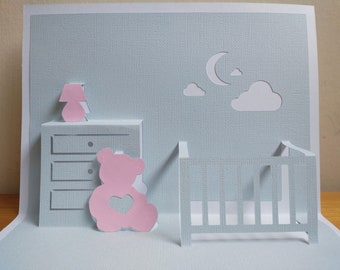 DIY Pop-up Baby Shower Mother-to-be Card Template | SVG & PDF digital download | 3D paper cutting