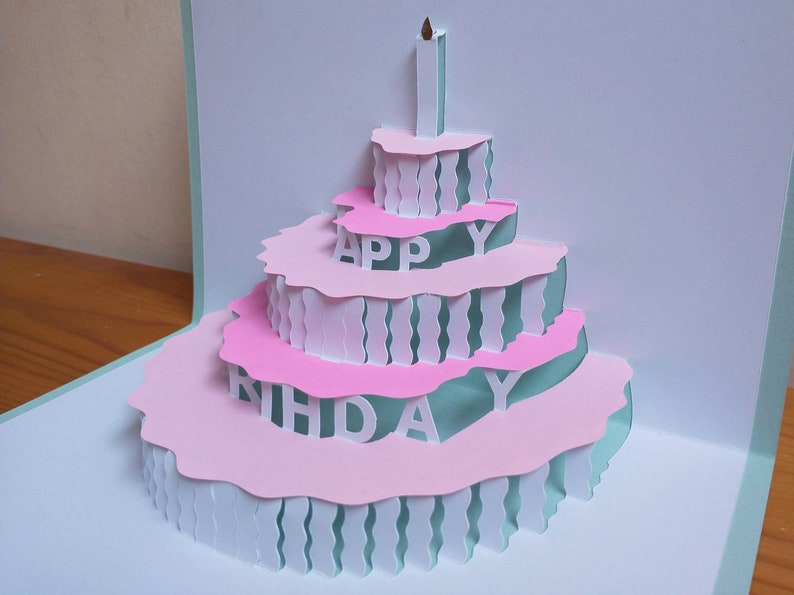 DIY Pop-up Happy Birthday Cake Card Template | SVG &amp; PDF Digital ...