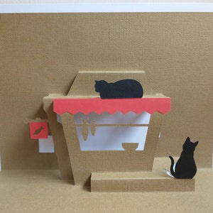 Modello di biglietto pop-up per gatti e pesci fai-da-te / download digitale SVG e PDF / taglio della carta 3D