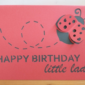 Modello di biglietto coccinella buon compleanno 3D fai da te / download digitale SVG e PDF / taglio carta 3D
