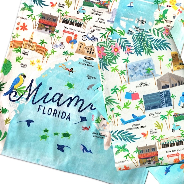 Miami Florida / Tea Towel / South Beach / Design District / Wynwood / Vizcaya / Calle Ocho / Ball & Chain / Gucci / ICA / Lisa Monias