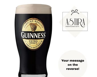 LIMITED STOCK - Personalised Official Guinness Pint Glass –  Extra Stout Design – Gift Box-Beer Glass – Unique Irish Pub Lover Gift