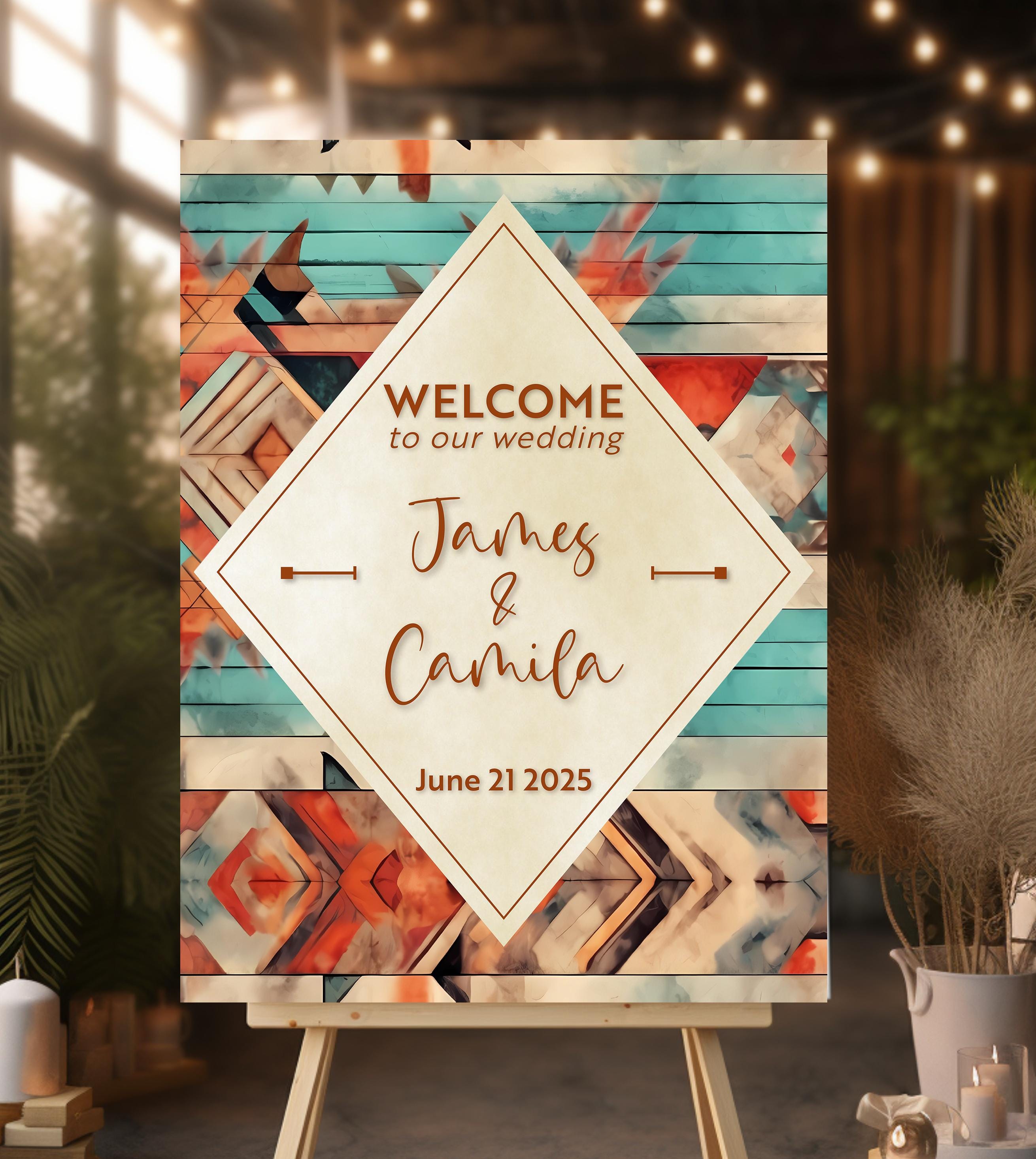 Aztec Southwestern Wedding Welcome Sign
