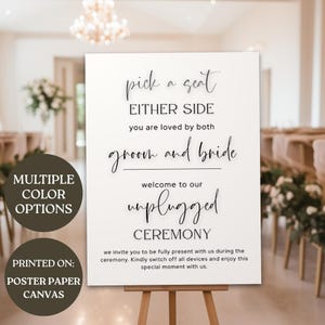 Pick A Seat Not A Side Sign Wedding Ceremony Seating Sign Unplugged Ceremony Wedding Sign Entrance Unplugged Choose A Seat Not Side Sign