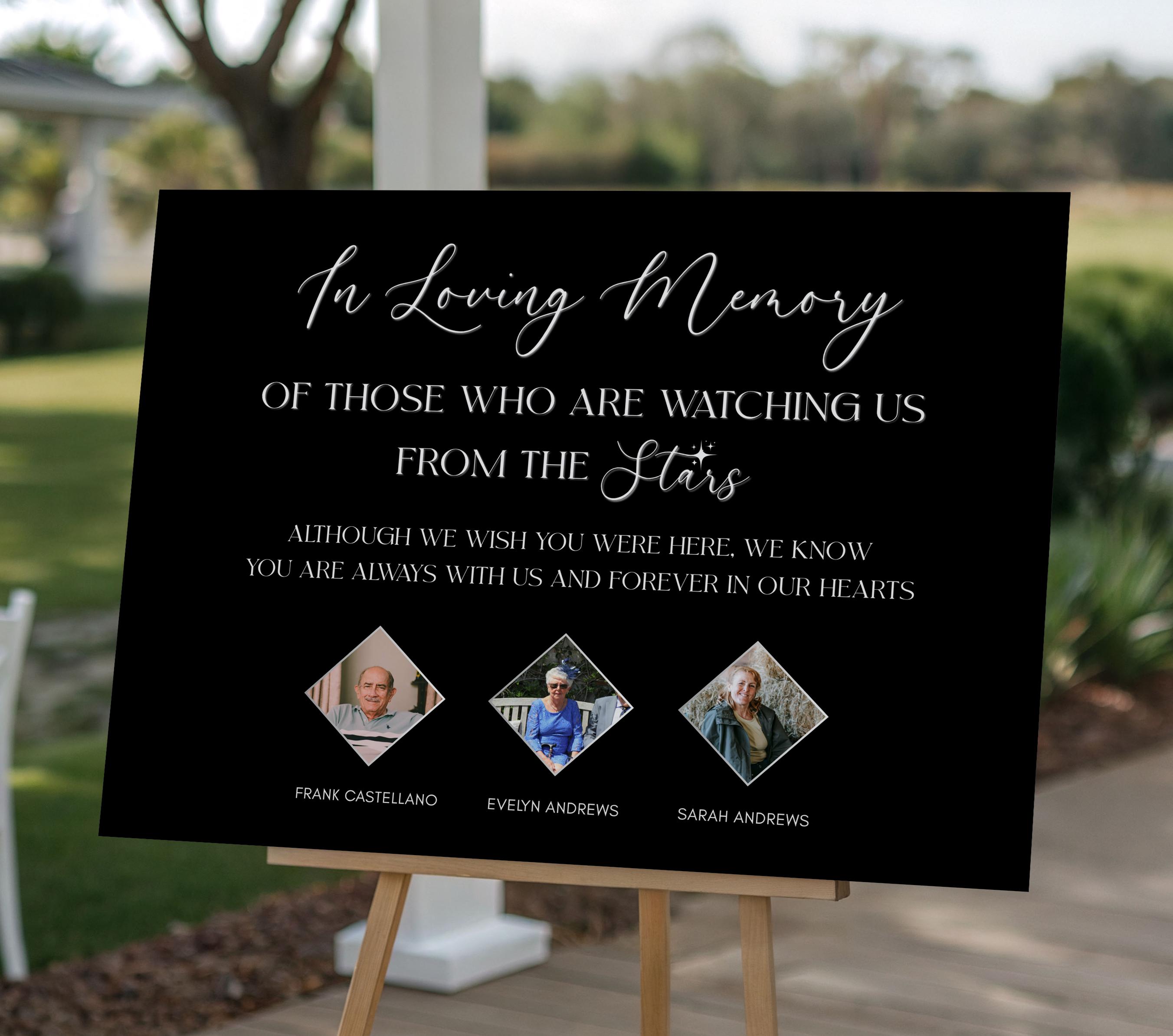 In Loving Memory Sign With Photo Stars Celestial Wedding Sign Stars ...