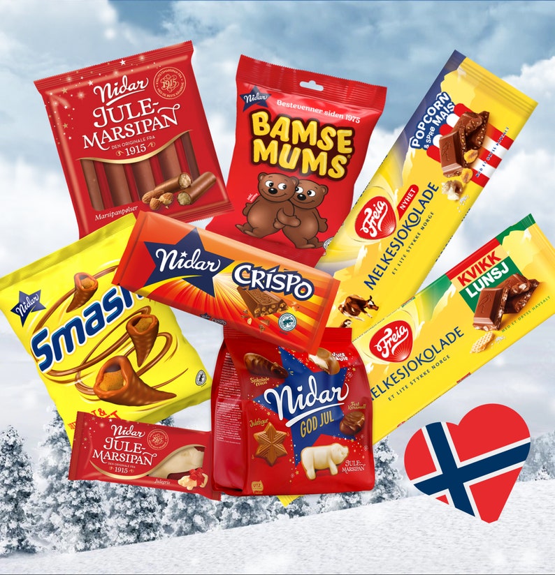 Norwegian Christmas Box Candies and Chocolate 8 Items Etsy UK