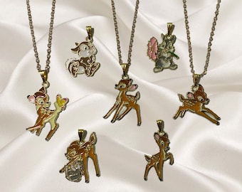 Bambi emaille hanger ketting, cartoon sieraden, perfecte verjaardagscadeau, gouden ketting sierlijke sieraden, cadeau voor haar, dierenaccessoires hanger