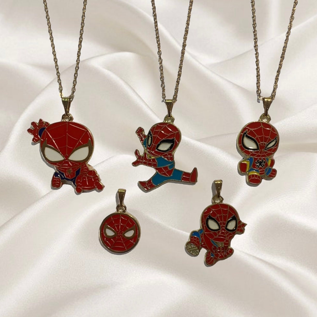 Spider Man Enamel Pendant Necklace Cartoon Jewellery Perfect