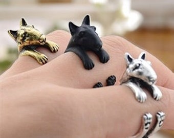 Adorabile anello regolabile Bull Terrier: regalo perfetto, supporta santuari di animali, gioielli in oro, gioielli in argento, accessori di moda