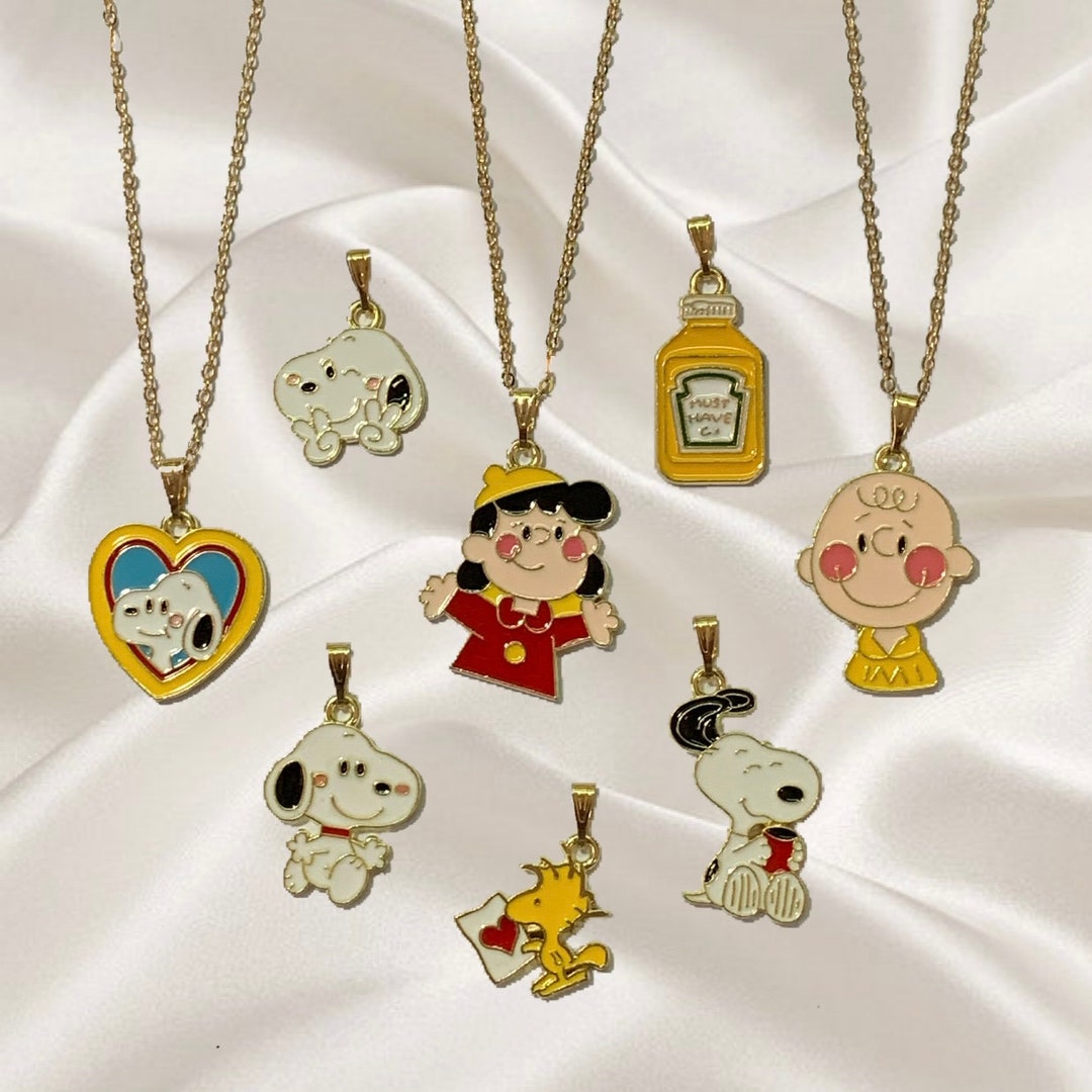 Peanuts Snoopy Enamel Pendant Necklace Cartoon Jewellery Etsy
