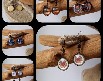 Vintage glass cabochon earrings