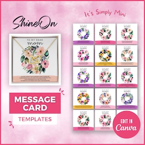 ShineOn Schmuck Karte Design Vorlage Print on Demand Schmuck Designs für Mutter ShineOn Nachricht Karten Vorlage Canva editierbare Vorlagen