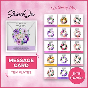 ShineOn メッセージ カード、妻向け ShineOn テンプレート、ネックレス メッセージ カード、ジュエリー メッセージ カード モックアップ、ShineOn DIY 編集可能テンプレート
