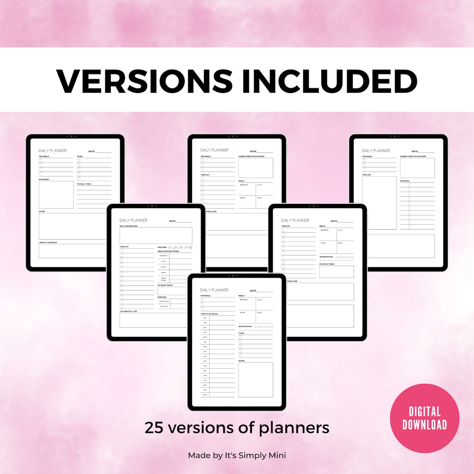 Printable Daily Planner Bundle A4 A5 and US Letter Sizes - Etsy