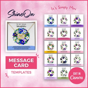 ShineOn メッセージ カード、妻向け ShineOn テンプレート、ネックレス メッセージ カード、ジュエリー メッセージ カード モックアップ、ShineOn DIY 編集可能テンプレート