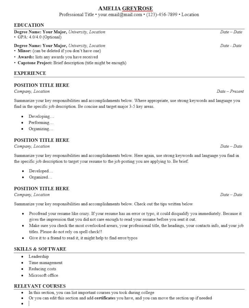 Classic Resume Template Instant - Il 794xN.4295340348 6ab7
