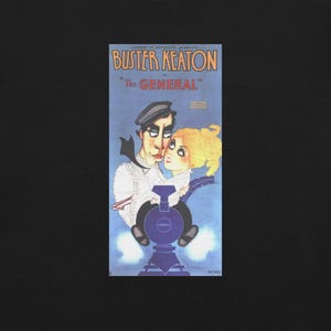 The General (1926) - Buster Keaton Vintage Blue Movie Poster Unisex Cotton T-shirt