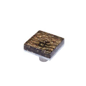Black Gold | 1.5&quot; Square Knob | Glass Hardware | Cabinet Pull And Knobs | Unique Cabinet Knobs | Decorative Knobs And Pulls | Modern