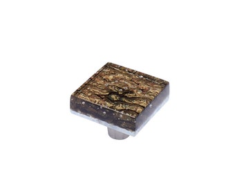 Black Gold | 1.5" Square Knob | Glass Hardware | Cabinet Pull And Knobs | Unique Cabinet Knobs | Decorative Knobs And Pulls | Modern