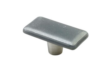 Gray Silver | Rectangle Knob | Glass Hardware | Cabinet Pull And Knobs | Unique Cabinet Knobs | Decorative Knobs And Pulls | Modern