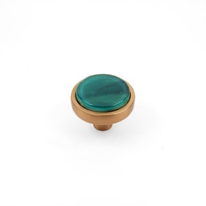 Sea Green | 1.5&quot; Circle Knob | Brass | Glass Hardware | Cabinet Pull And Knobs | Unique Cabinet Pulls | Decorative Knobs And Pulls